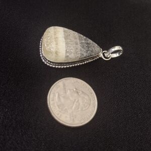 Silver and Stone Teardrop Pendant